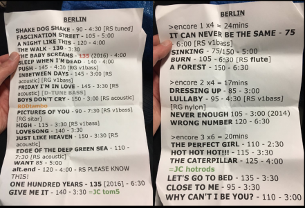 Stage Setlist The Cure